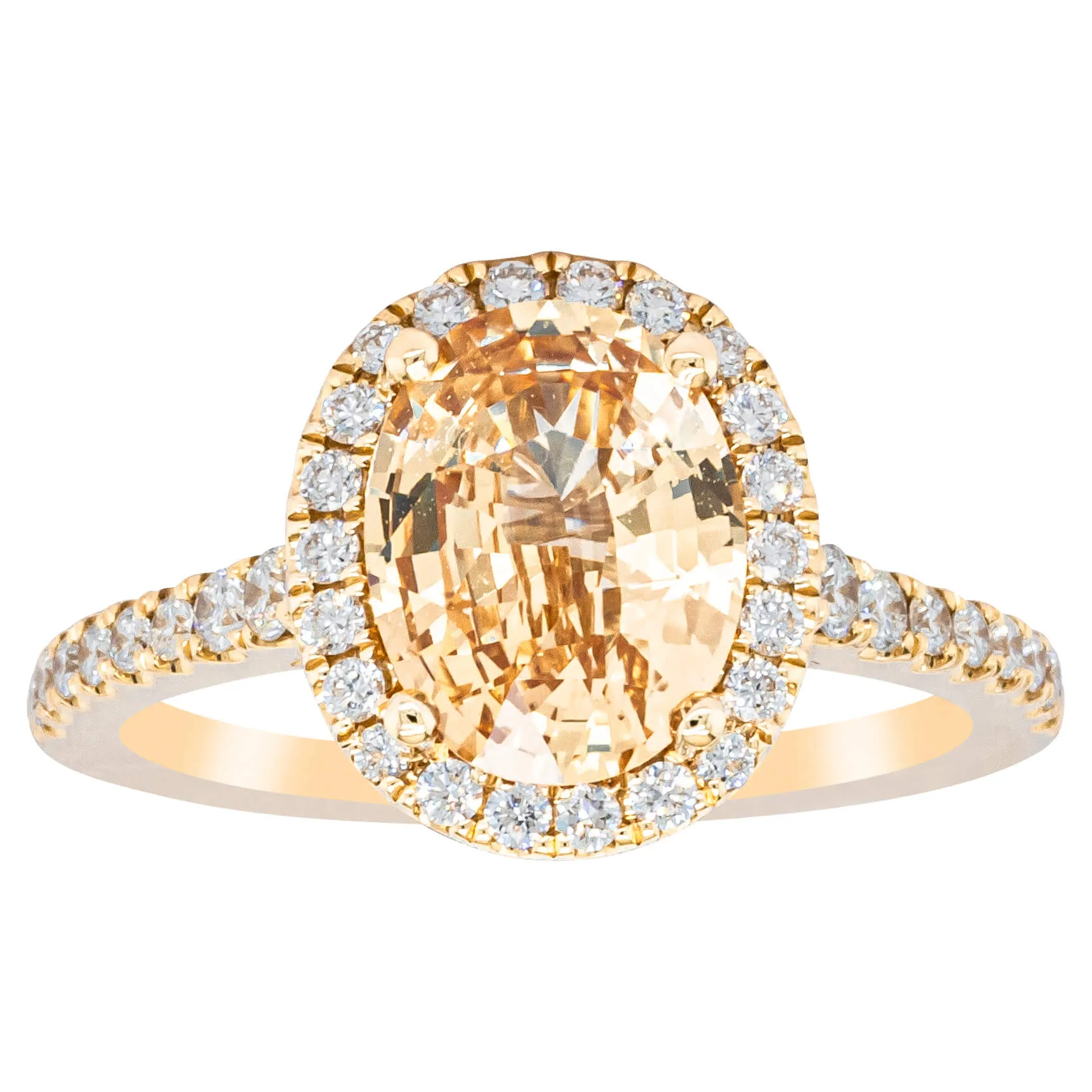 18ct Yellow Gold 2.52ct Peach Sapphire & Diamond Sierra Ring