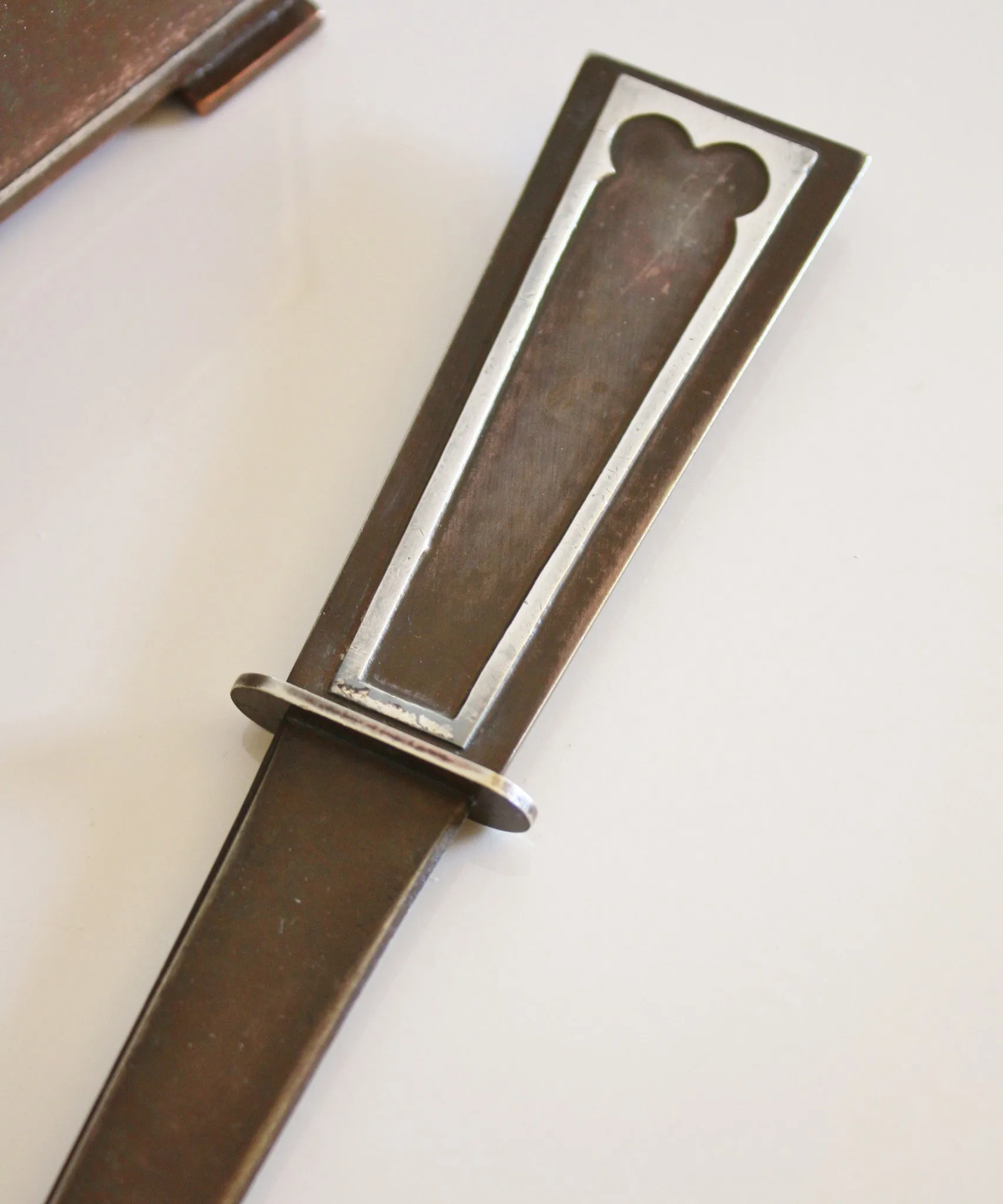 1930s Sterling Silver and Bronze Desk Set, Letter Holder and Letter Opener