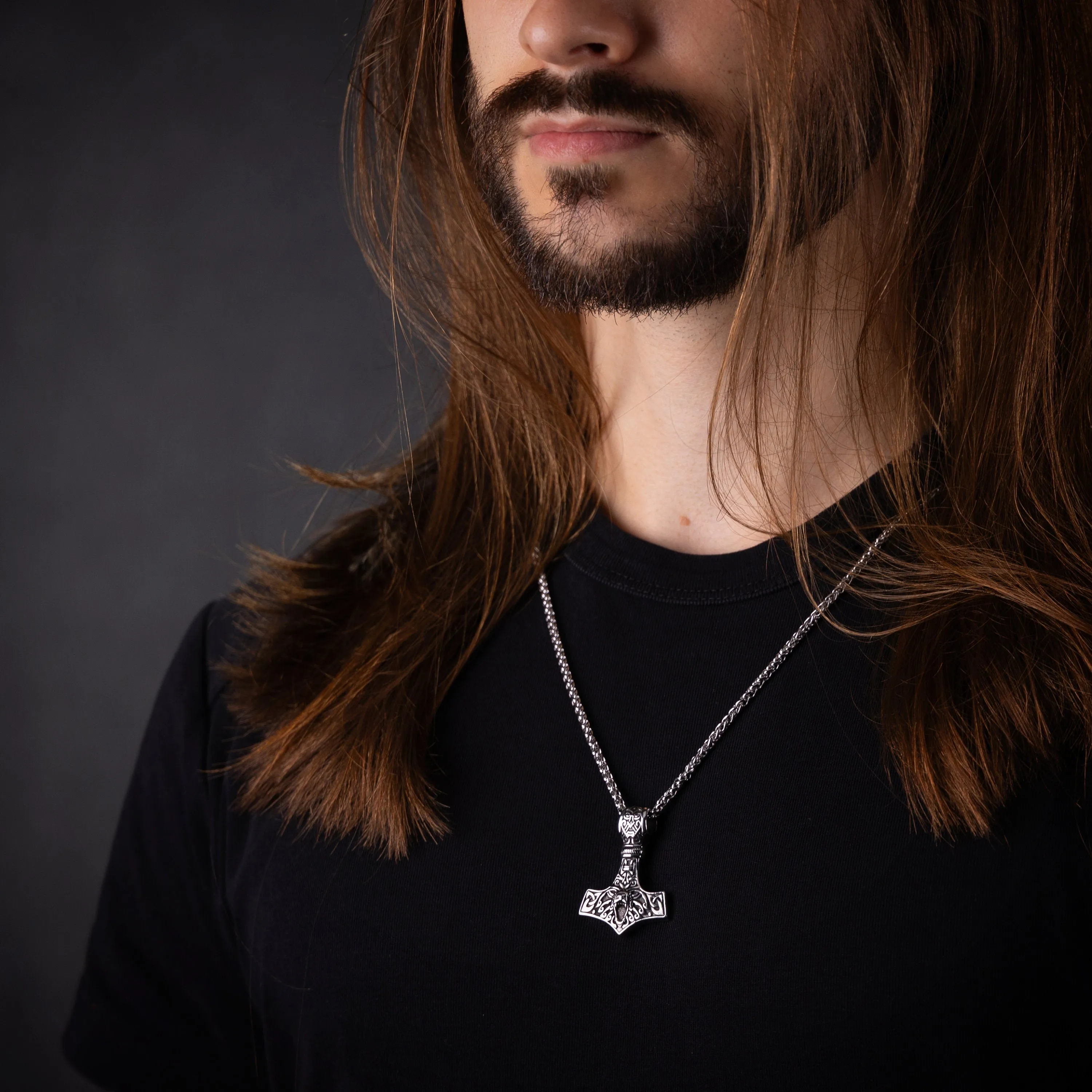 925 Sterling Silver Bear Viking Thors Hammer Necklace Pendant - Courage and Strength Amulet Talisman -Thor Gifts for Men - Viking