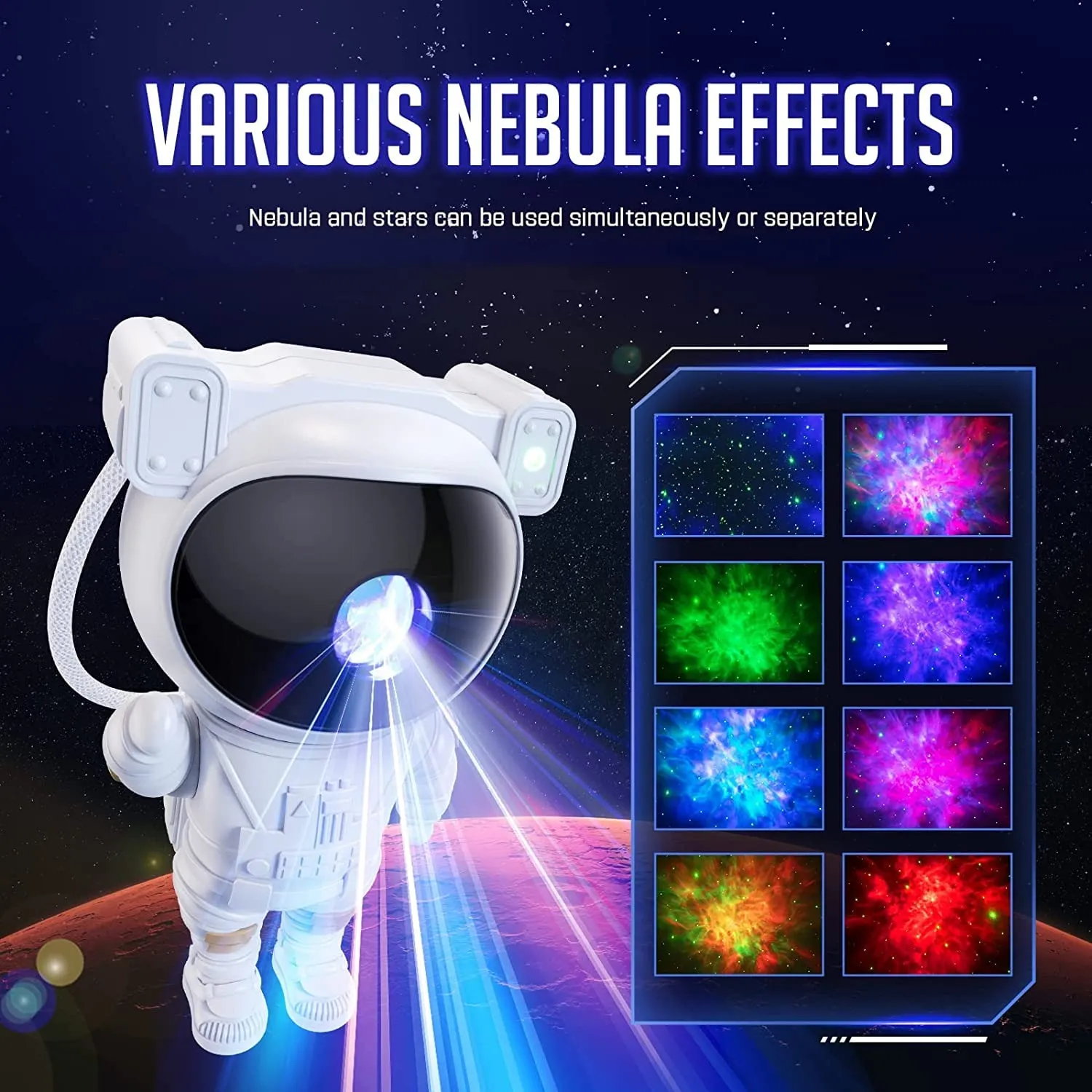 Astronaut Galaxy Projector with Backup Battery | Night Light