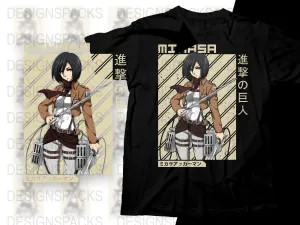 Attack on Titan Mikasa Anime Graphic Design Png Digital Download