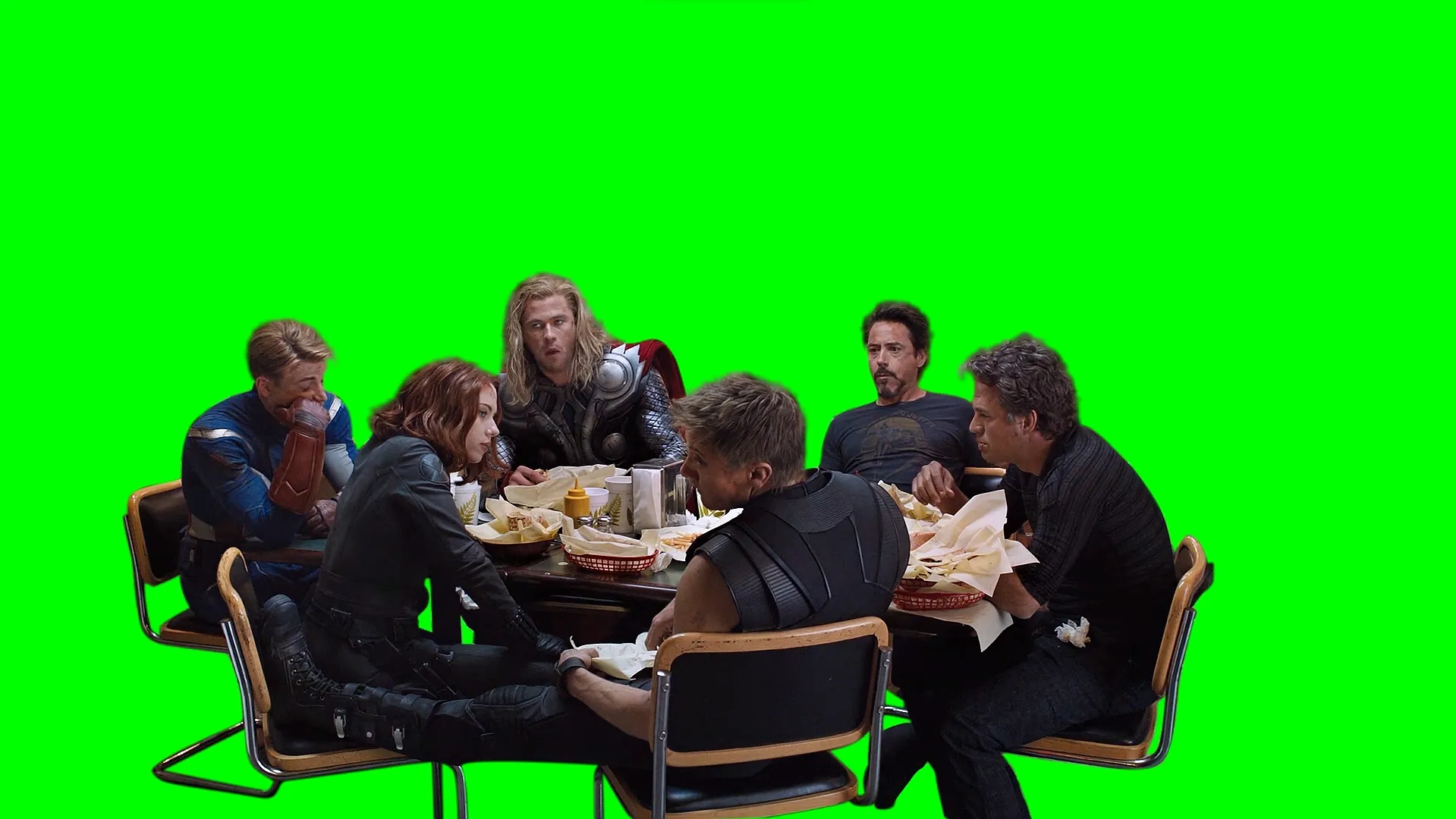 Avengers Eating Shawarma meme - The Avengers movie (Green Screen)