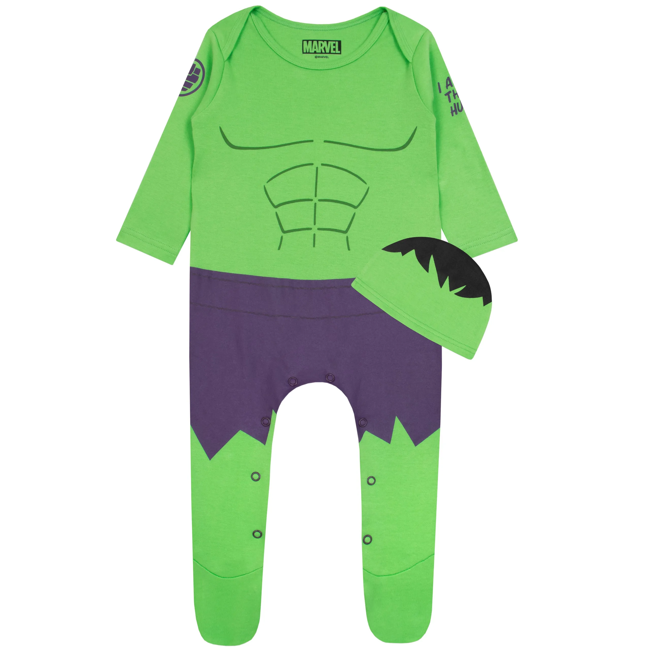 Baby The Incredible Hulk Sleepsuit and Hat Set