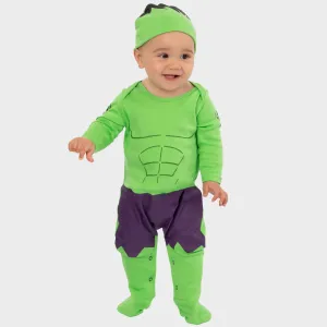 Baby The Incredible Hulk Sleepsuit and Hat Set