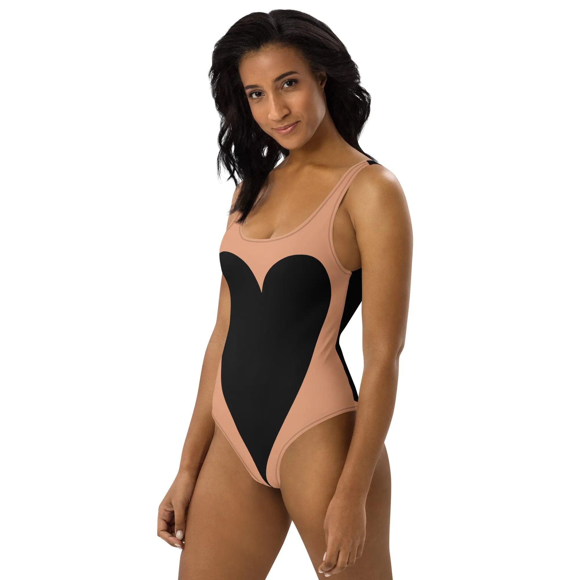 Black Heart Shaped One-Piece Swimsuit