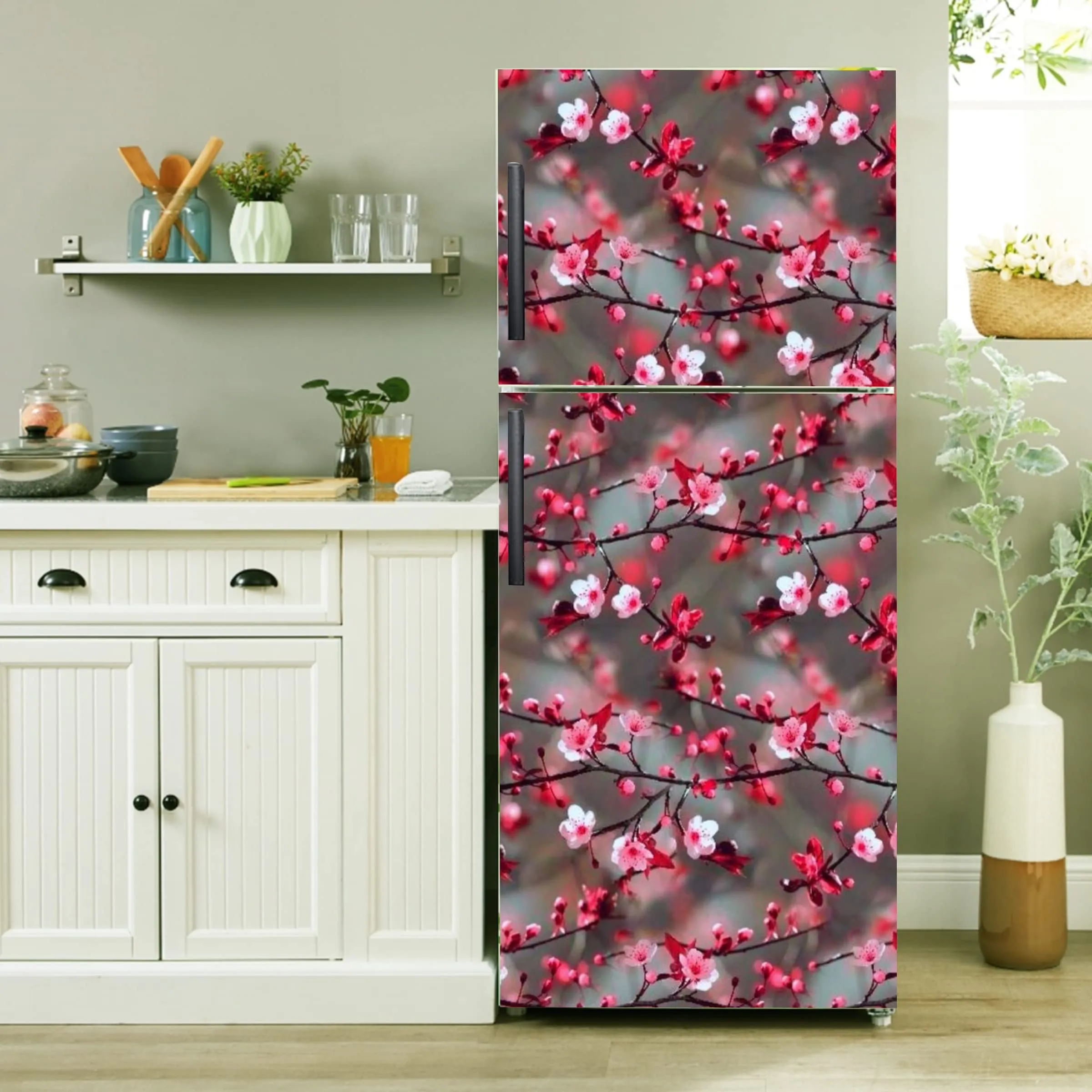 Cherry Blossom Waterproof, Self Adhesive Fridge Sticker