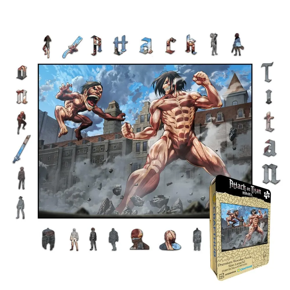 Eren vs The Armored Titan - Wooden Jigsaw Puzzle