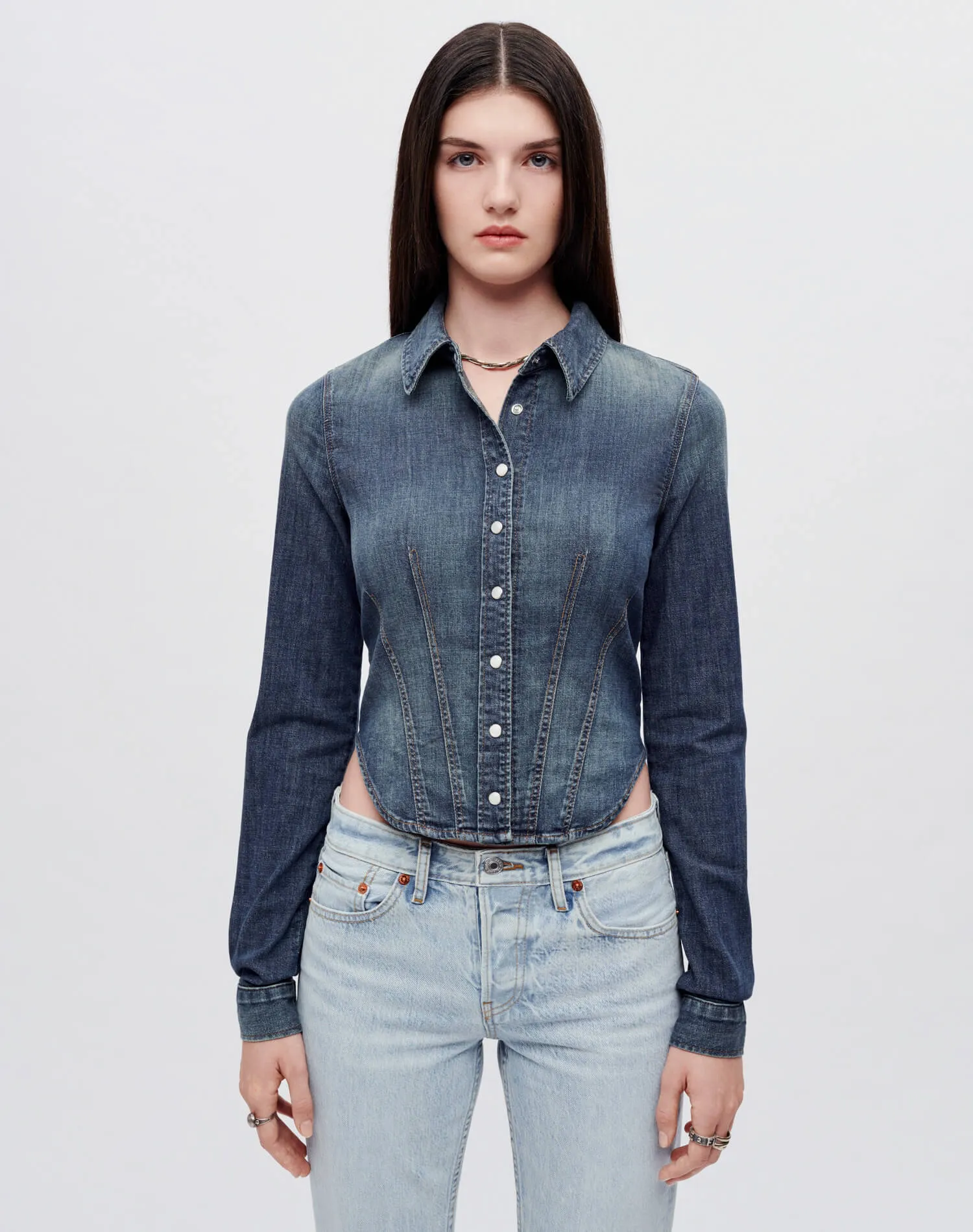 Fitted Denim Shirt - Vista Bay