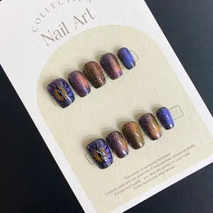 Galactic Starry Sky Cat Eye press on nail