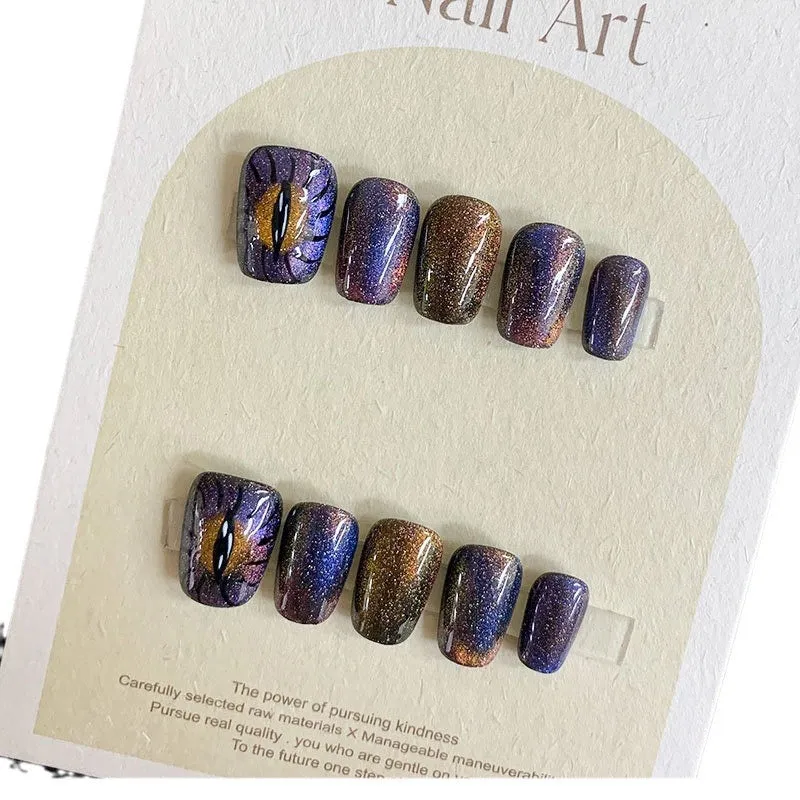 Galactic Starry Sky Cat Eye press on nail