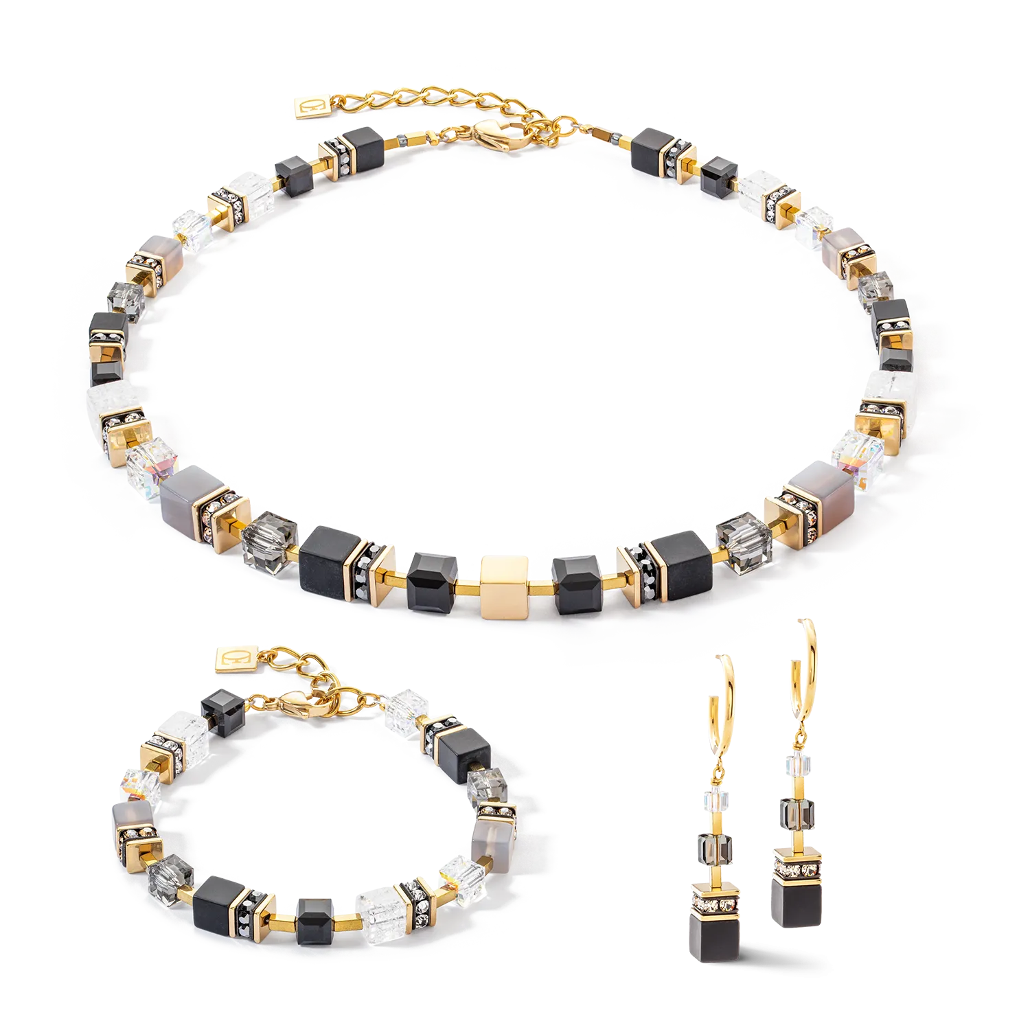 GeoCUBE® Precious statement necklace gold-black