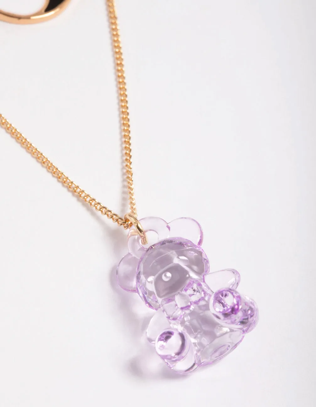 Gold Cute Bear & Yin Yang Necklace