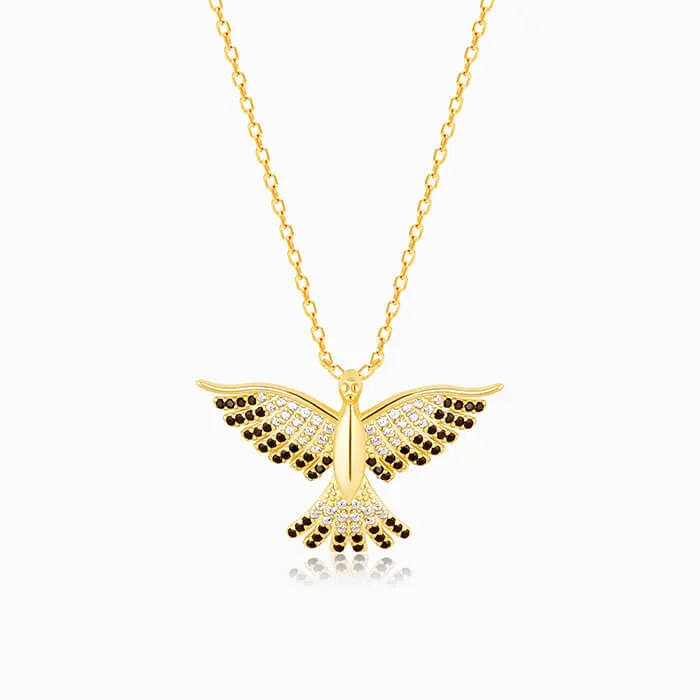 Golden Phoenix Black Stone Pendant with Link Chain