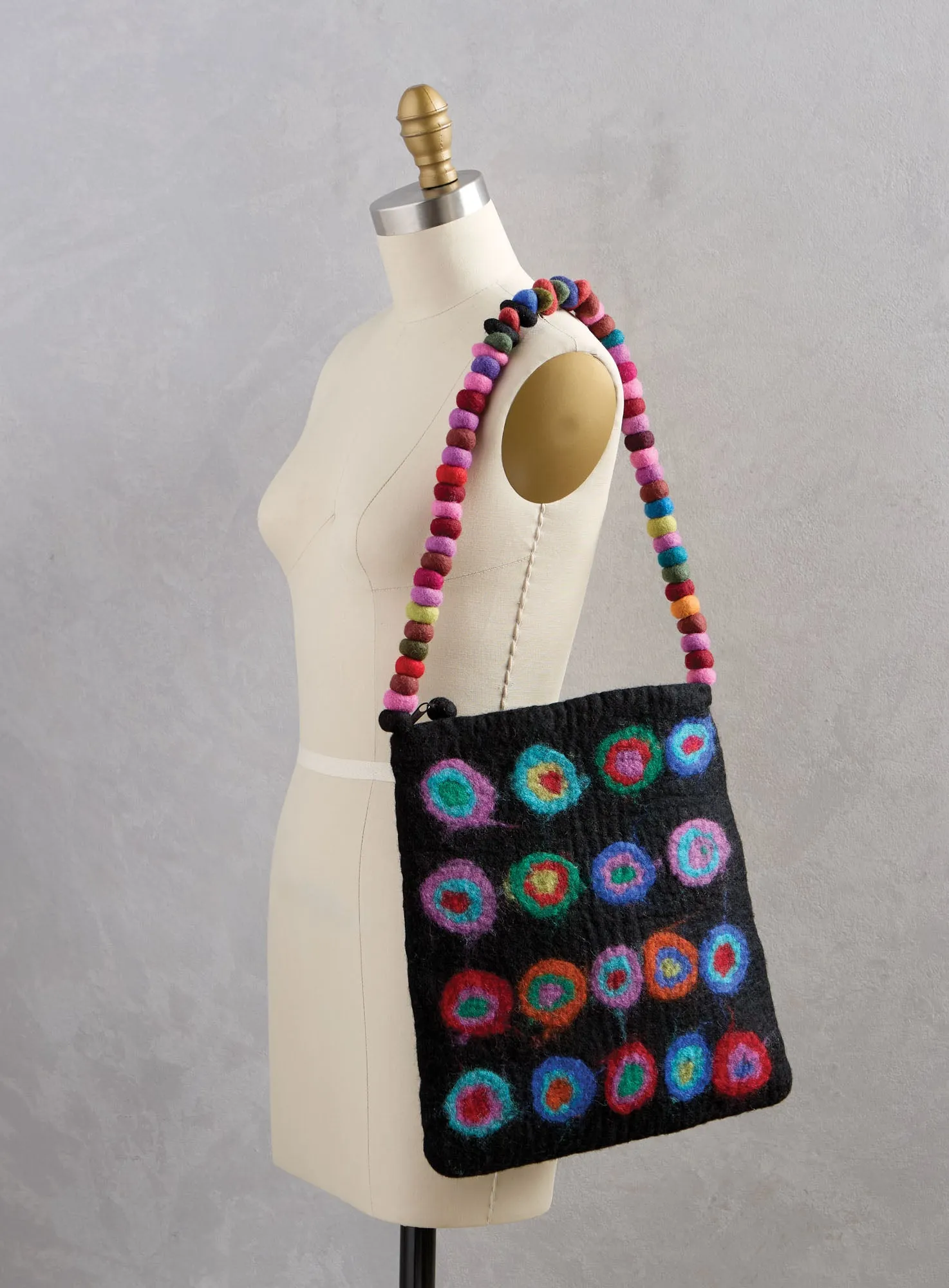 Hand-Felted Pom-Pom Shoulder Bag