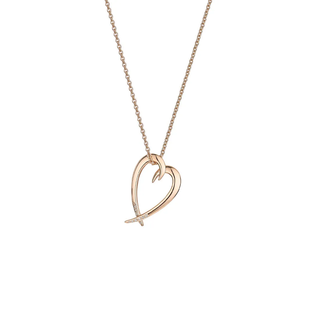 Hook Heart  Pendant - Rose Gold Vermeil & Diamond