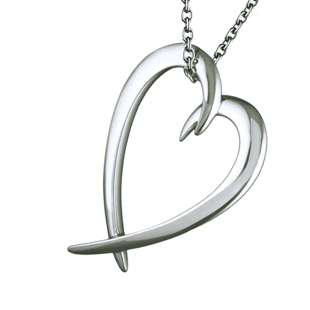 Hook Heart Pendant - Silver