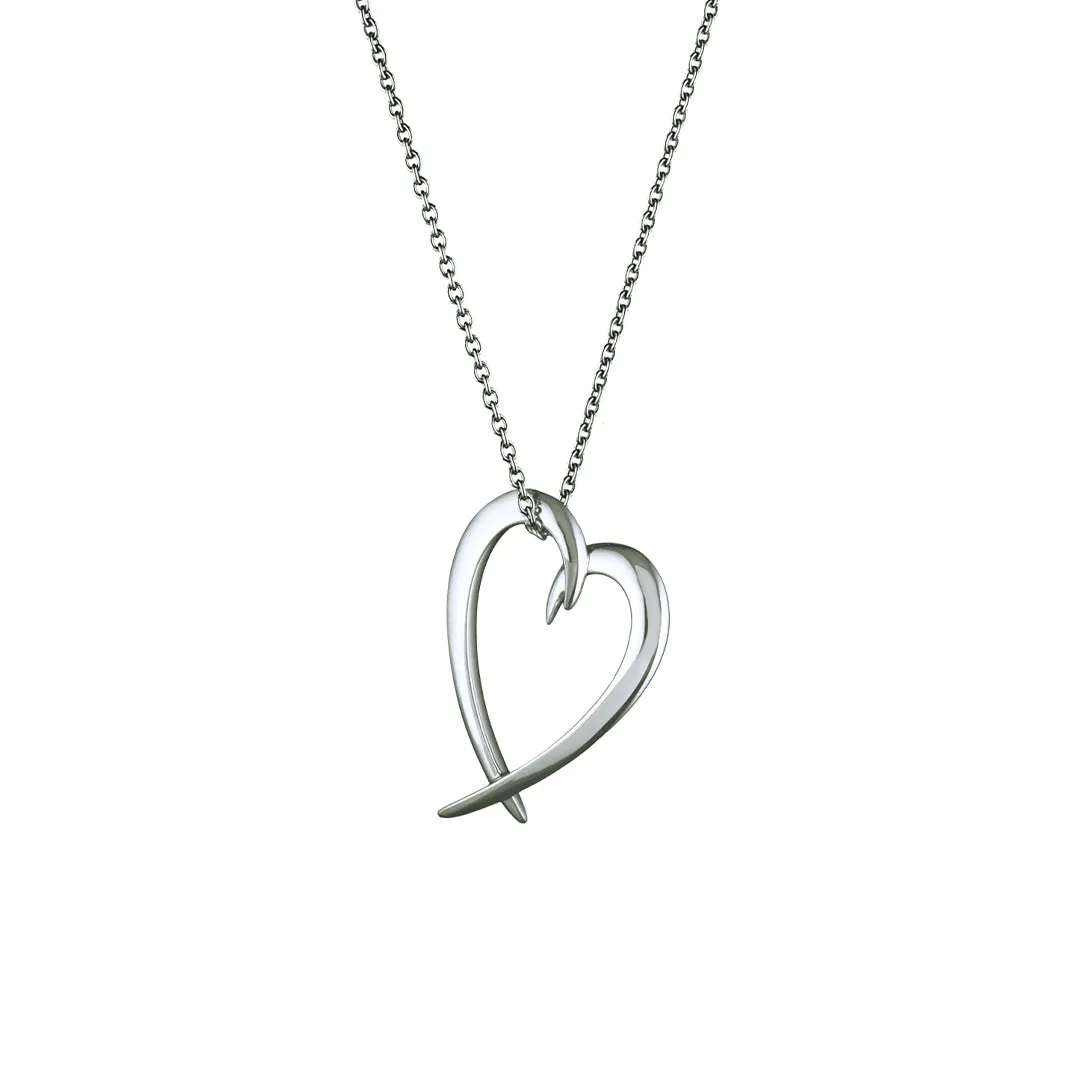 Hook Heart Pendant - Silver