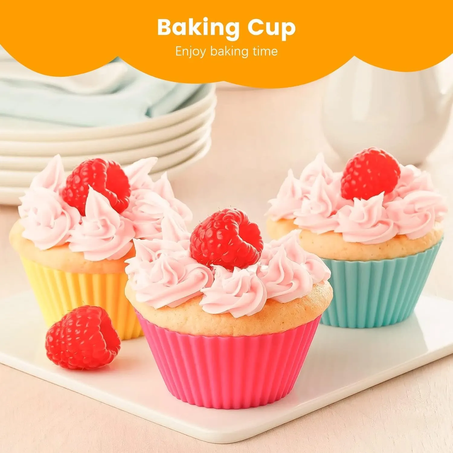 Kuber Industries Silicon Small Cup Cake Mould Set of 48|Reusable Muffin Moulds (Multi)