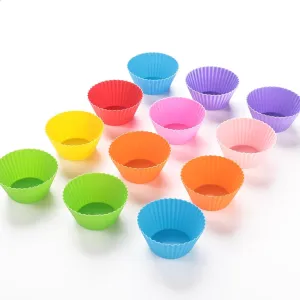 Kuber Industries Silicon Small Cup Cake Mould Set of 48|Reusable Muffin Moulds (Multi)