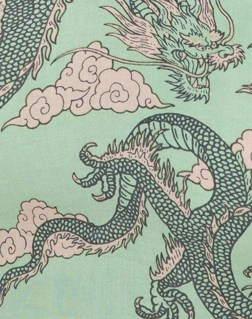 Maudy Crop Top in Chinese Dragon Neo Mint