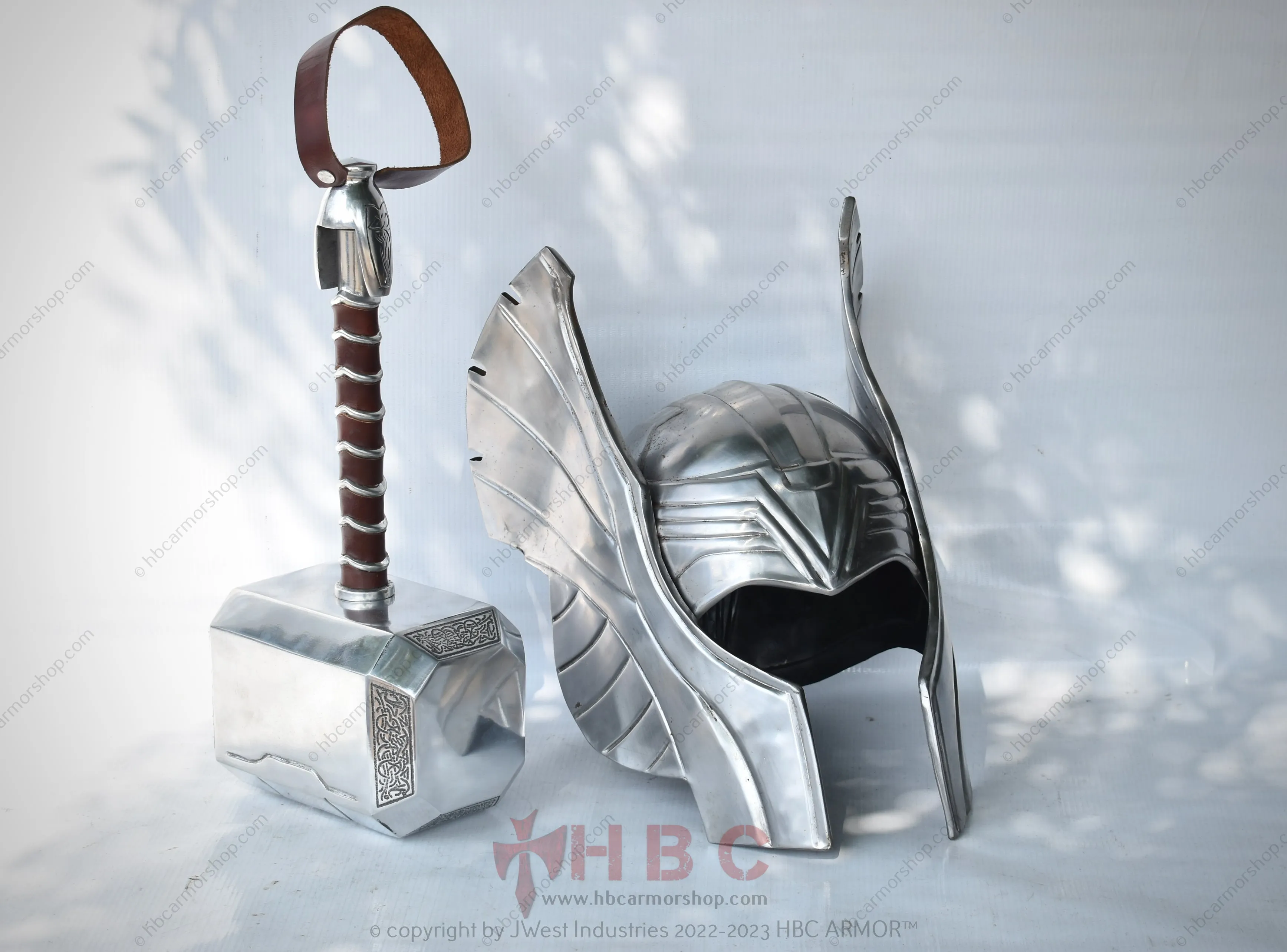 Metal Thor Helmet & Mjolnir Hammer Combo