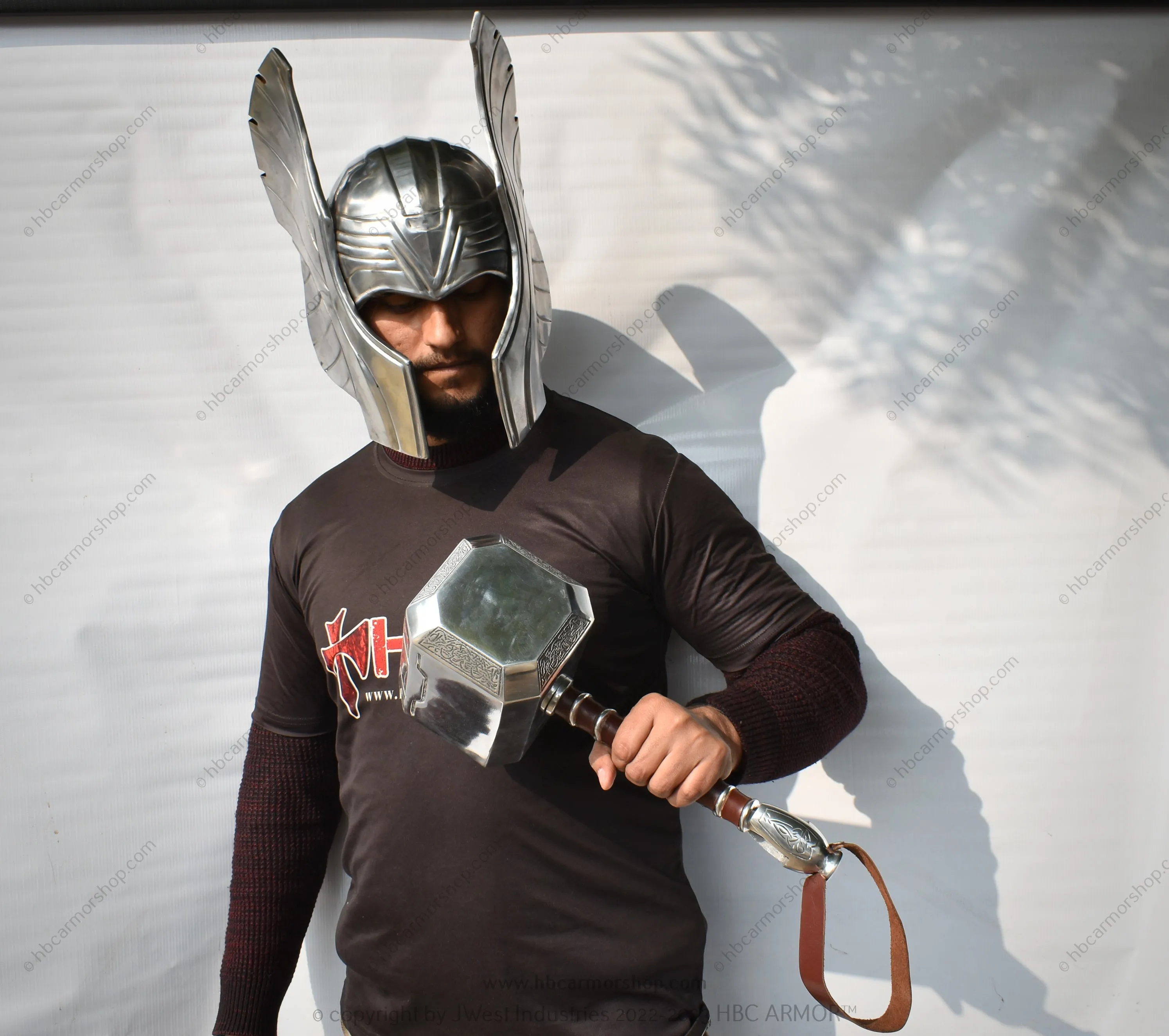 Metal Thor Helmet & Mjolnir Hammer Combo