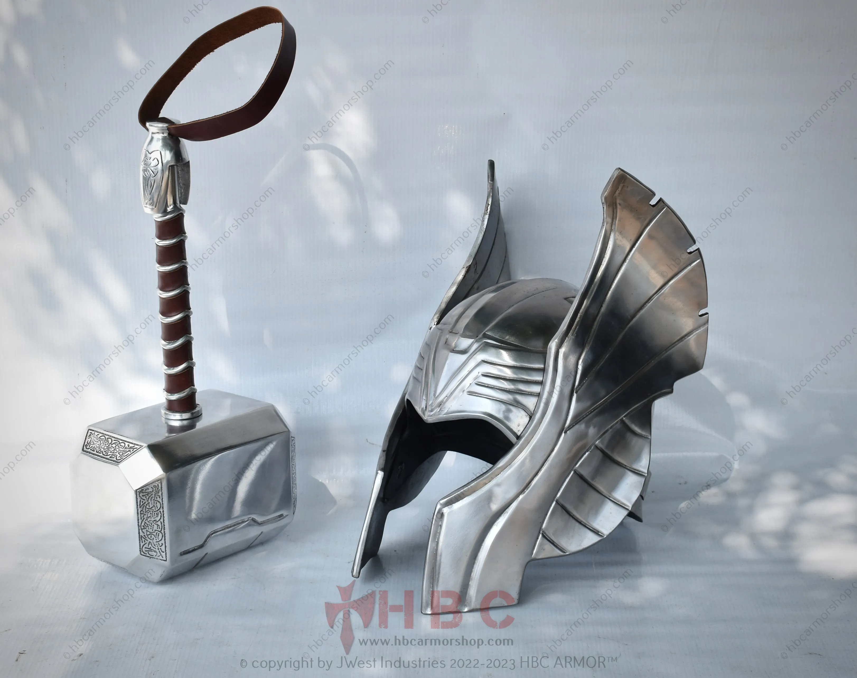 Metal Thor Helmet & Mjolnir Hammer Combo