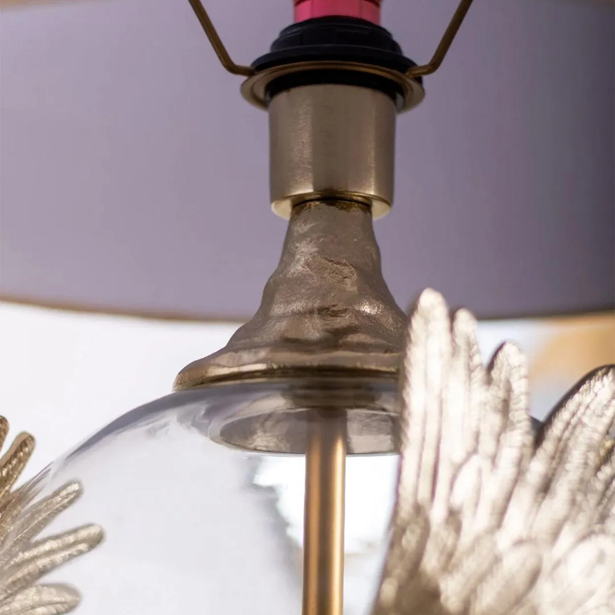 PHOENIX WING HAND MADE METAL AND GLASS TABLE LAMP