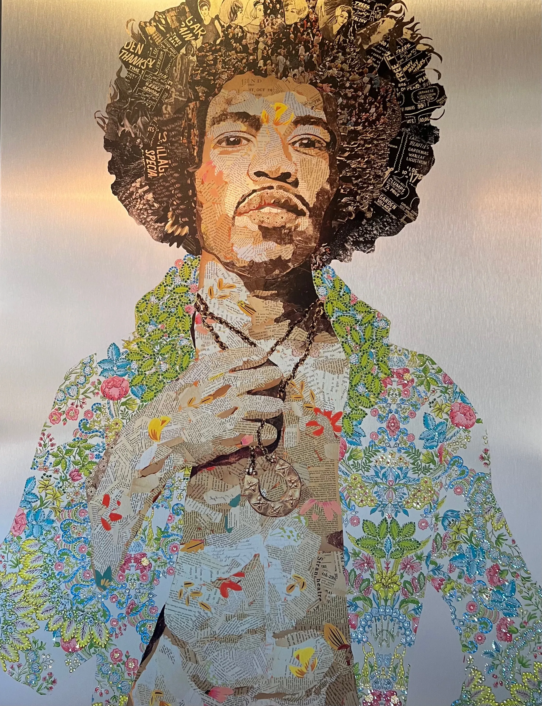 "Jimi" Hand-Adorned Metal Print