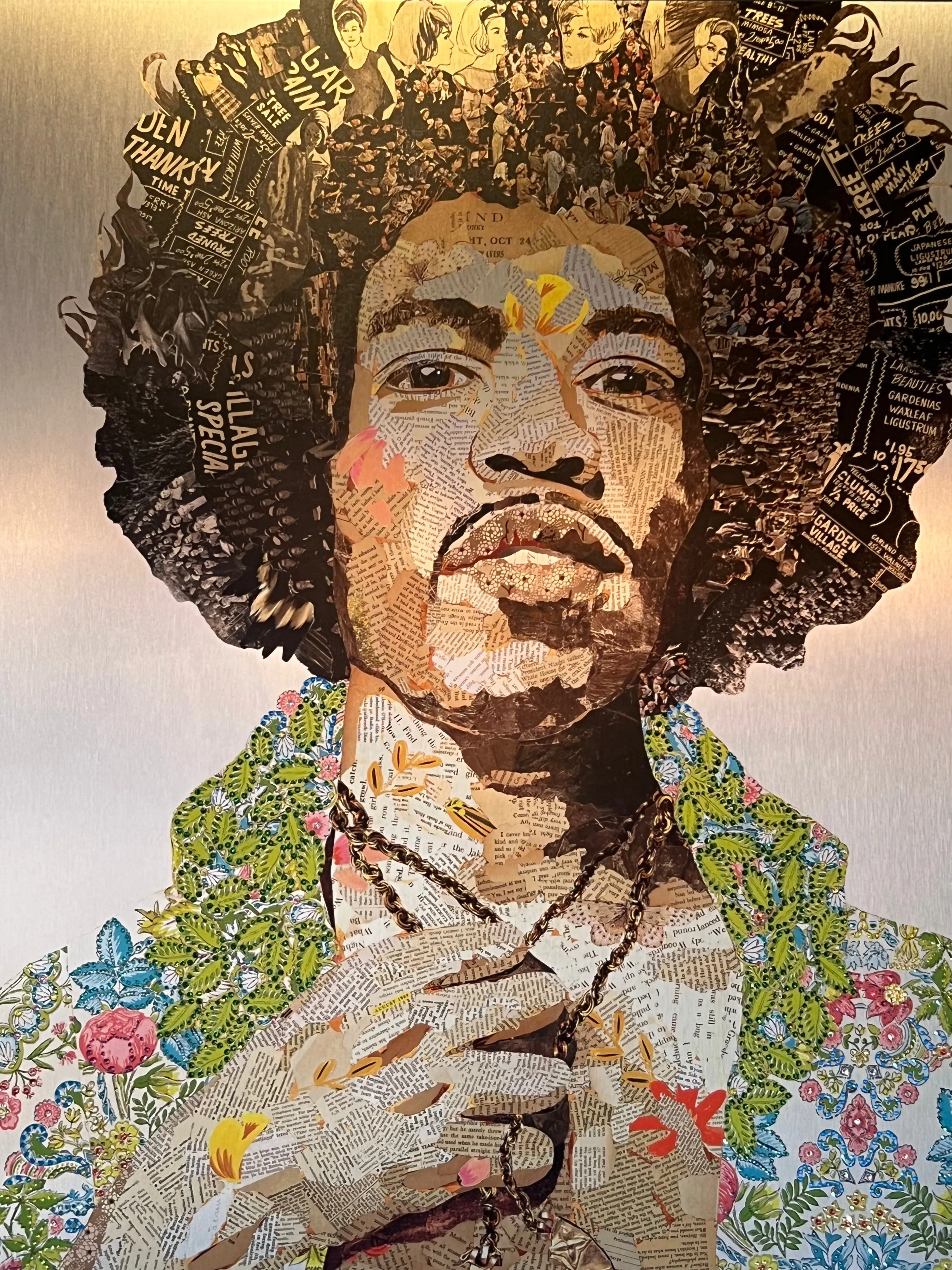 "Jimi" Hand-Adorned Metal Print