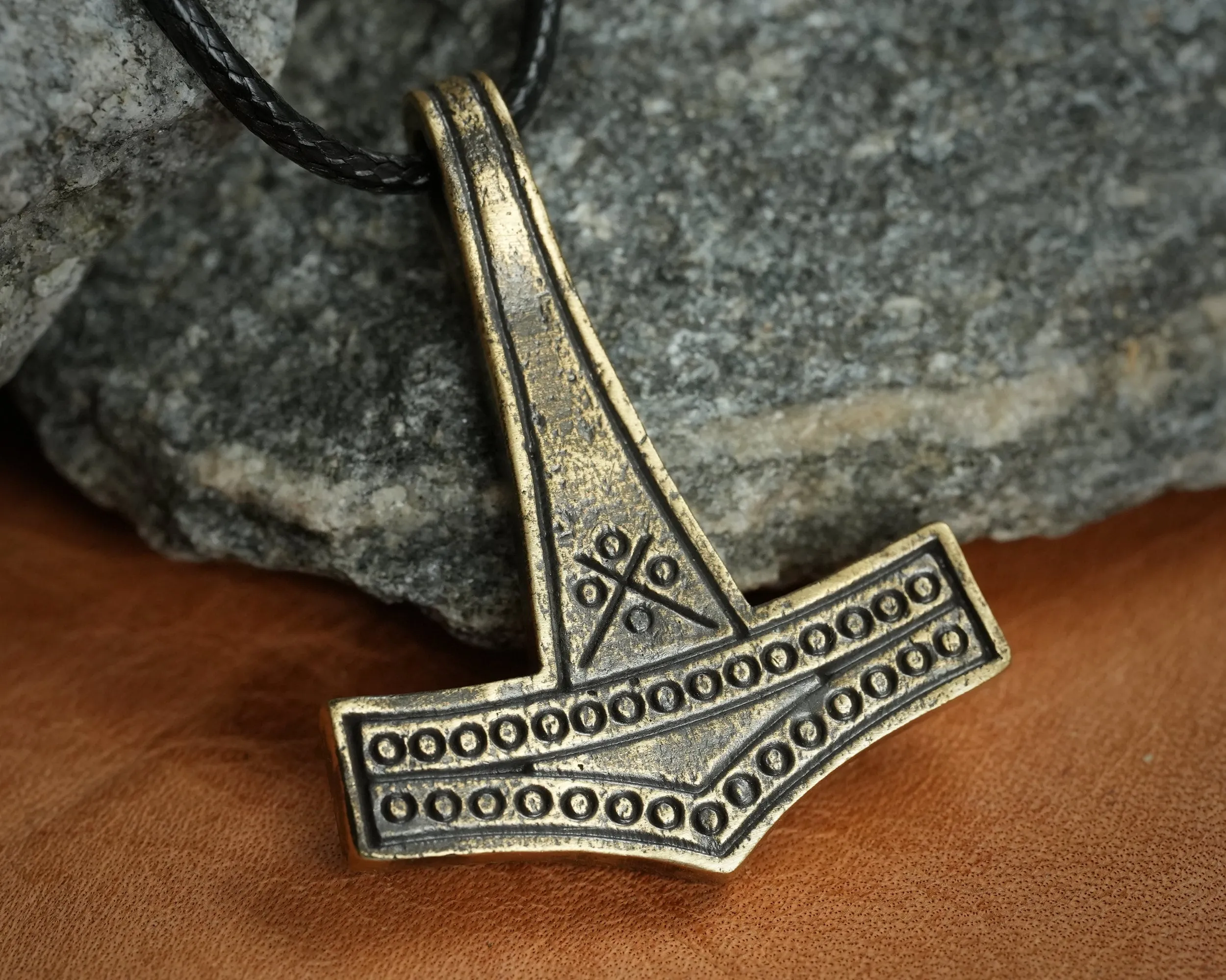 Romersdal Authentic Replica Thors Hammer Necklace Pendant Mjölnir Viking Norse Jewelry Thor Mjolnir Gifts for Men Brass  925 Sterling Silver