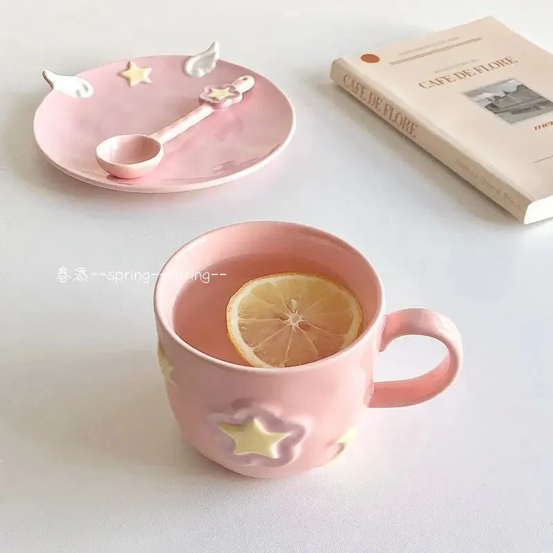 Sakura Ceramic Cup Saucer & Spoon Set