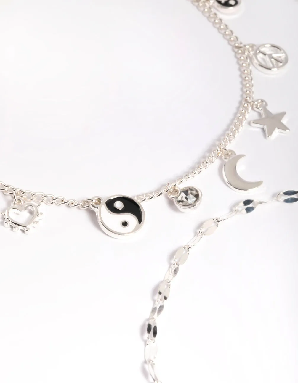 Silver 90s Charm Choker & Anklet Set