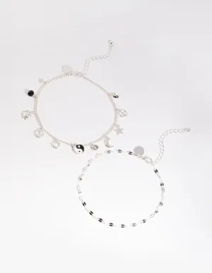 Silver 90s Charm Choker & Anklet Set