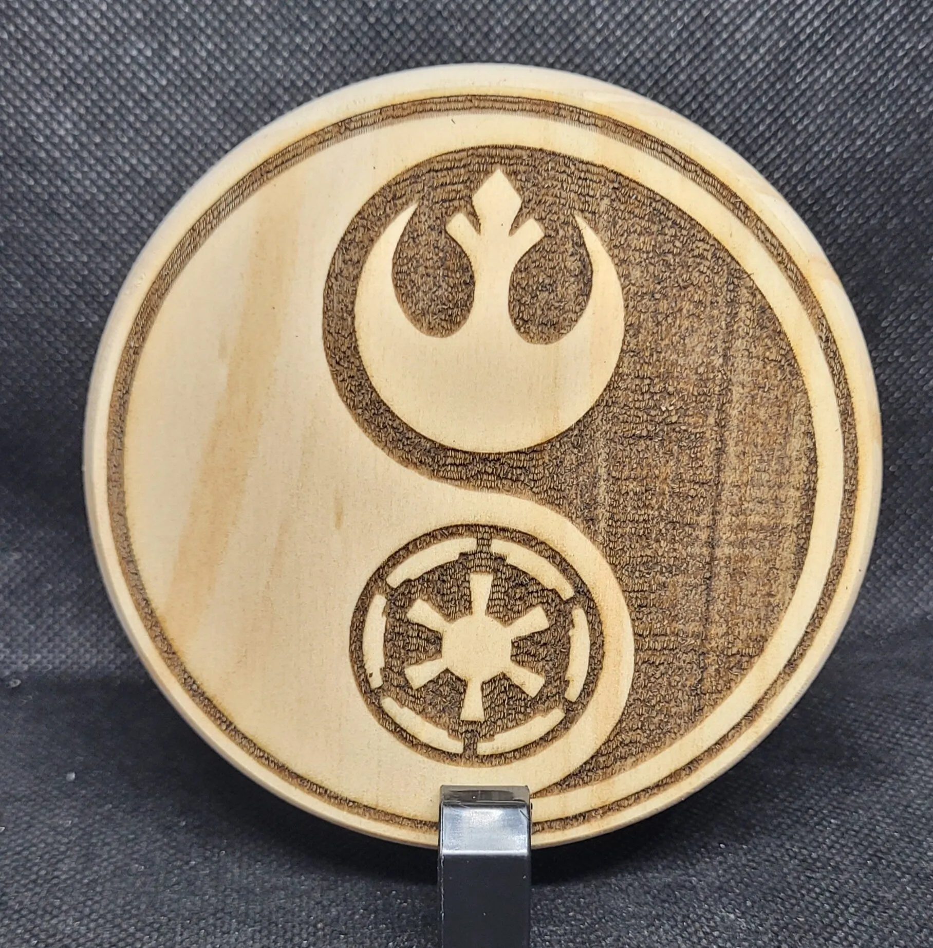 star wars symbols coasters made in solid wood with felt backing