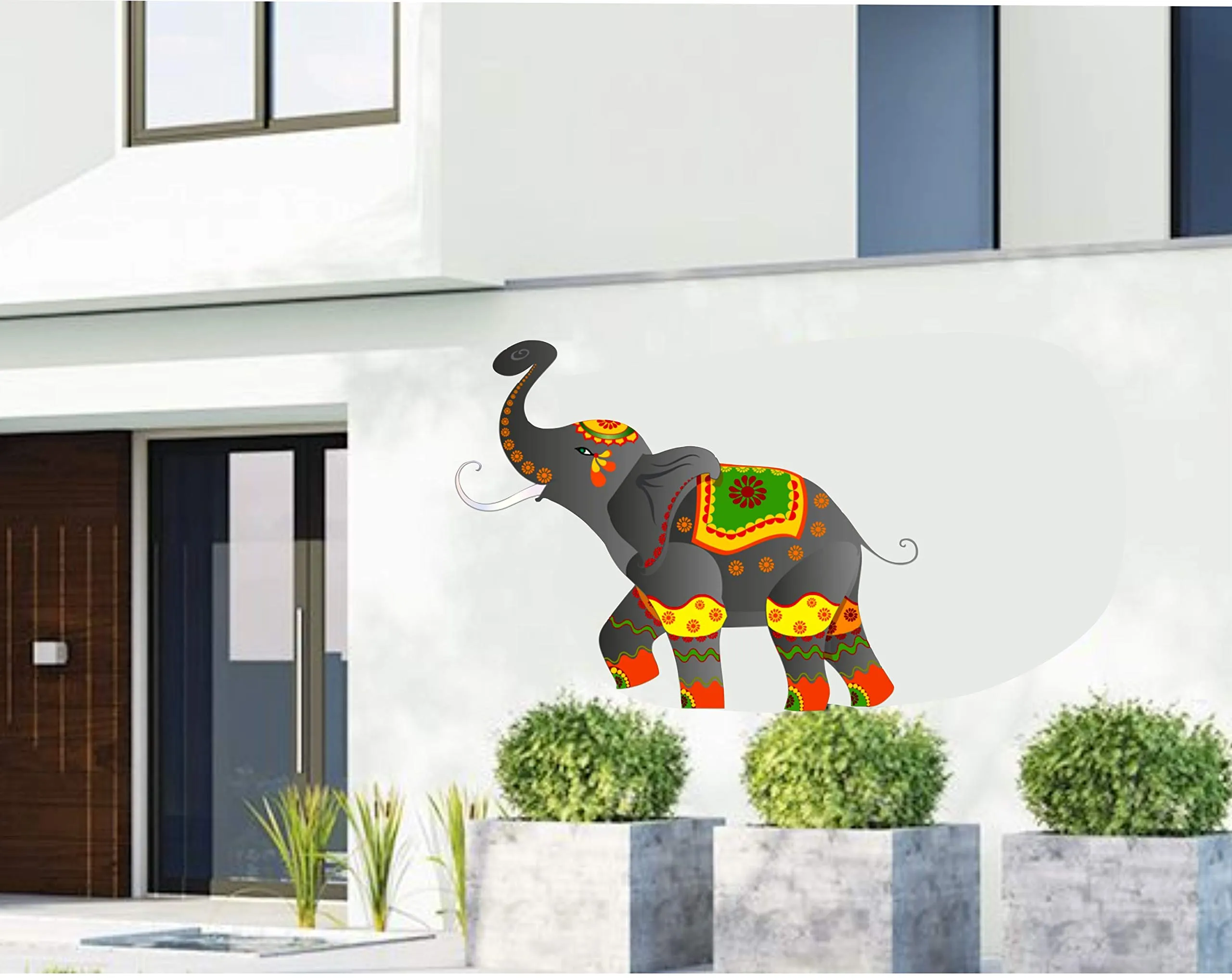 sticker hub BS870 Vinyl Decorated Colorful Elephant Wall Sticker (Multicolour, 66 cm x 82 cm)