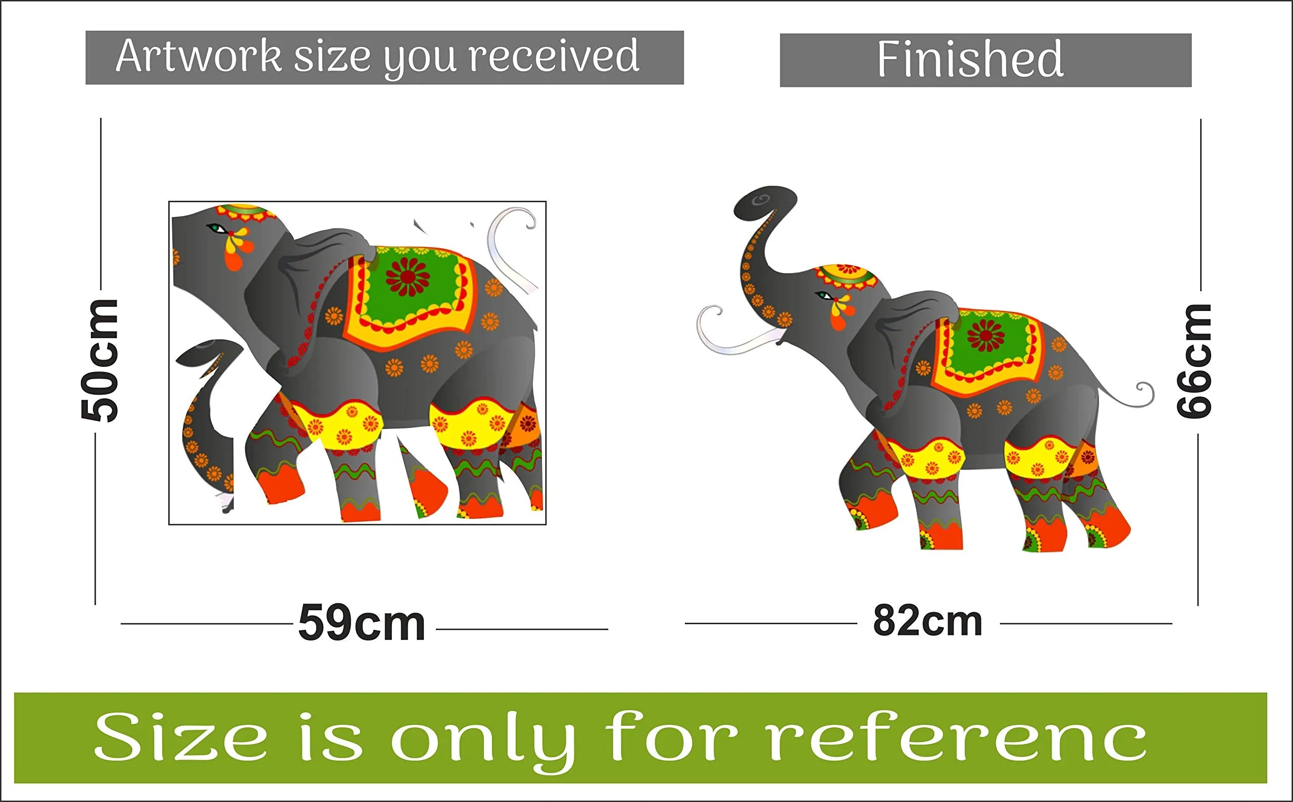 sticker hub BS870 Vinyl Decorated Colorful Elephant Wall Sticker (Multicolour, 66 cm x 82 cm)