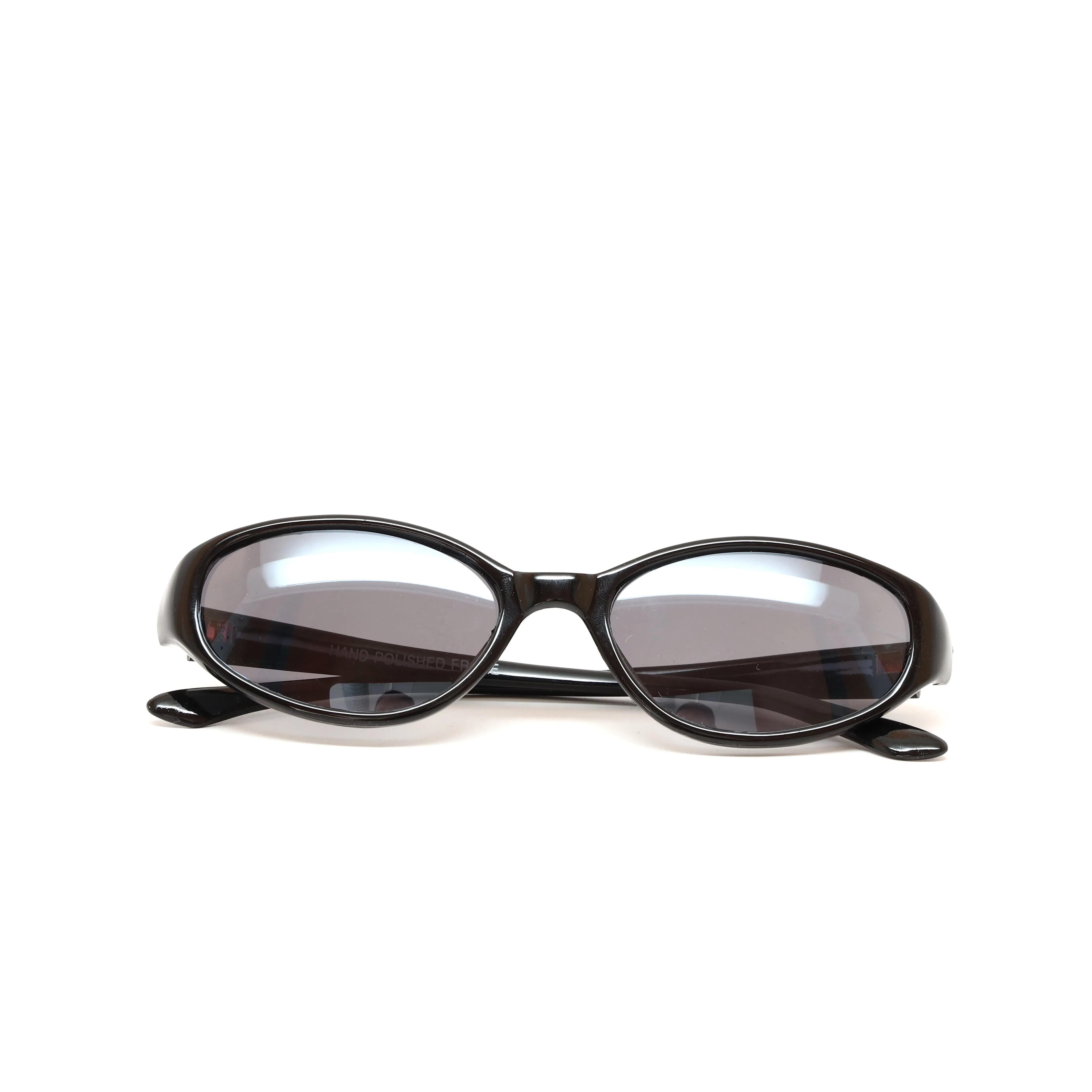 Vintage 1990s Chic Standard Oval Frame Sunglasses - Black