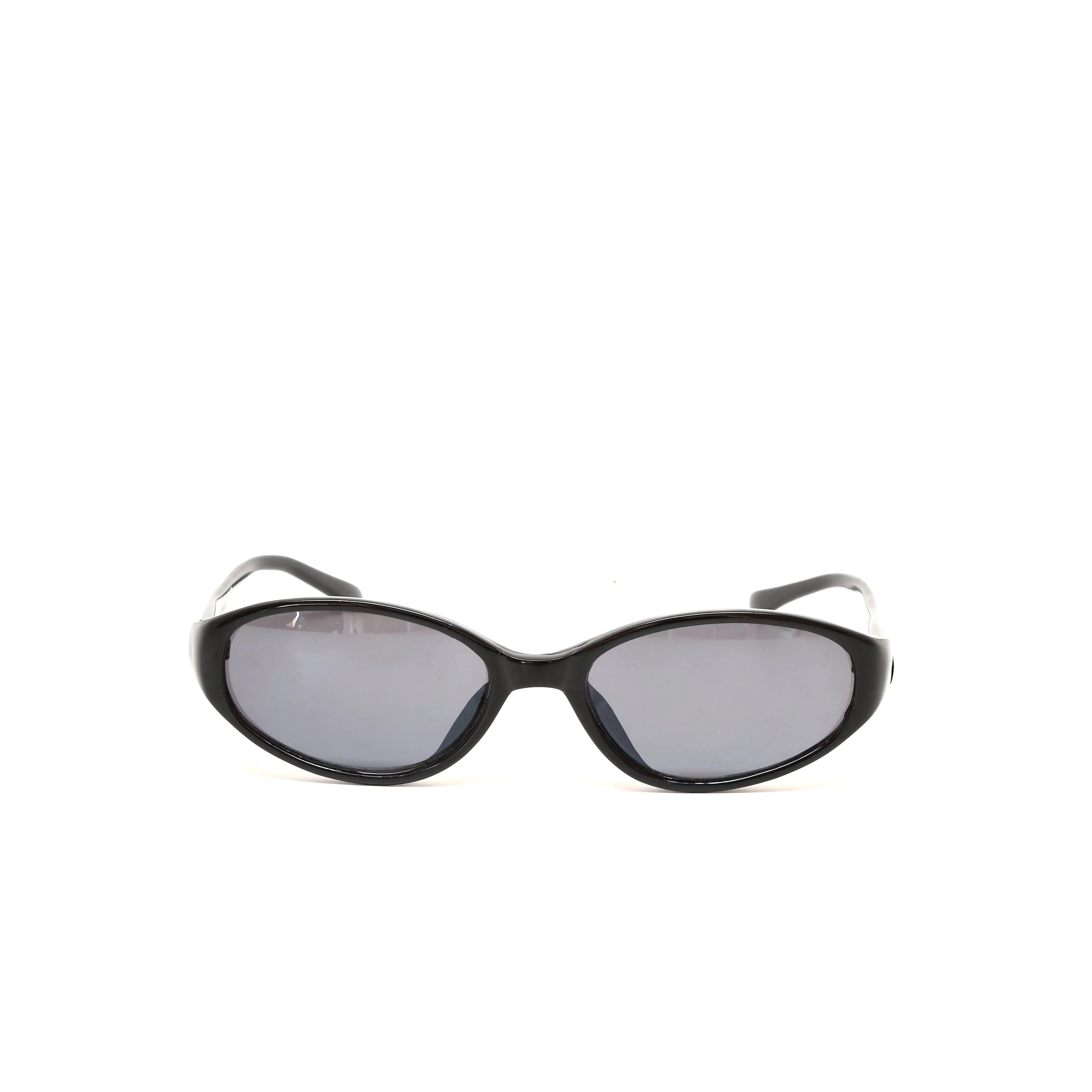 Vintage 1990s Chic Standard Oval Frame Sunglasses - Black