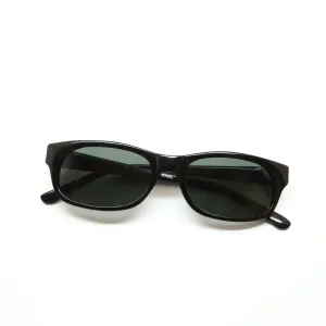 Vintage Small Size Rectangle Frame Slim Narrow Sunglasses - Black